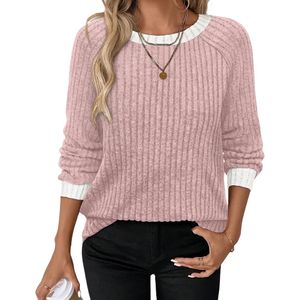 Suéter de Punto Gráfico con Motivo de Copo de Nieve para Mujer, Mezcla de Lana Gris, Cuello Redondo, Manga Larga, Informal, de Invierno - Product Image 4