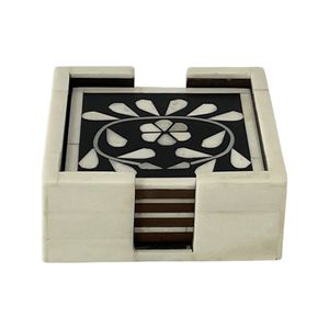 Elegant Bone Inlay Serving <b>Coaster</b> Set Luxury Handmade <b>Drink</b> Protection Home Furnishing Accessory Premium - Product Image 5