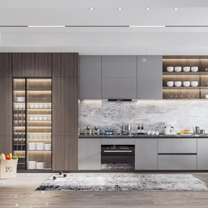 Meubles de cuisine personnalisés JY Project pour la décoration d'appartements, armoires en MFC, MDF, contreplaqué, RTA, îlot de cuisine en bois avec éclairage LED - Product Image 3