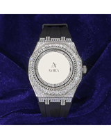 Montre de luxe blanche sertie de diamants Moissanite, style Hip Hop, bracelet en caoutchouc, disponible à prix compétitif – Exportateur indien