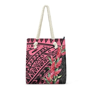 Bolsa de Compras con Estampado Personalizado, Diseño Polinesio con Antorchas y Jengibre, Bolso de Mano para Mujer, Bolsa de Playa Clásica y Resistente para Chicas - Product Image 1