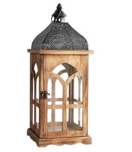 Venta al por Mayor de Faroles de Vela Portátiles Ecológicos de Metal y Vidrio Verde con Acabado Negro para Decoración del Hogar - Product Image 2