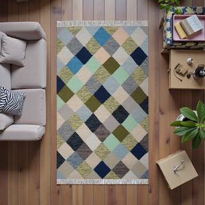 Alfombra Kilim de Lana Hecha a Mano con Patrón Abstracto, Ecológica, Apta para Mascotas, Multicolor, Tejido Plano para Sala de Estar - Product Image 5