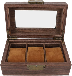 Boîte à montres en bois avec couvercle en acrylique au design classique, organiseur de bureau Royal Crafts, présentoir à montres en bois d'acacia à bon prix - Product Image 5