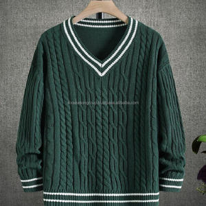 Chemise à manches courtes pour homme, style décontracté chic, formel, en cachemire et laine, extra épaisse, douce, chaude, col rond, devant - Product Image 4