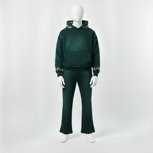 ชุดเซ็ตเสื้อฮู้ดดี้ผ้าฝ้ายคุณภาพสูงแบบสั่งทำพิเศษสำหรับผู้ชาย พร้อมกางเกงขายาวไซส์ใหญ่ ชุดเสื้อสเวตเชิ้ตและกางเกงวอร์มแบบฟอกสี ชุดแทรคสูทผู้ชาย - Product Image 3