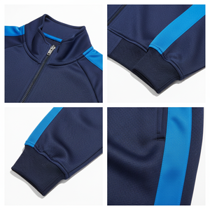 Survêtement de football unisexe deux pièces 100 % polyester, décontracté, uni, sportif, mi-lourd, imprimé par transfert thermique, respirant, longueur intégrale, avec côtés imprimés - Product Image 4