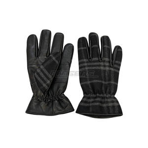 Gants d'hiver en cuir noir pour femmes avec dos en laine, style décontracté, pour tous les jours, par temps froid - Product Image 1