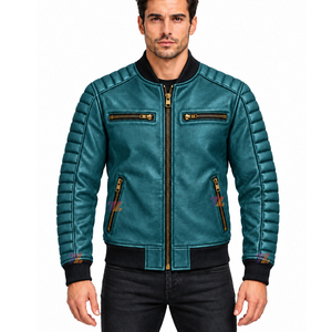 Chaqueta Bomber de Cuero para Hombre de Alta Calidad, Estilo Motero, con Detalles Acolchados, Tallas Grandes, Ropa Casual, Fabricación Personalizada para Exportación - Product Image 1