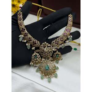 Indian Ethnic Artificial <b>Jewellery</b>-Katrina Victorian Traditional Hasli Bridal Pearl <b>Gold</b>-Plated Earring <b>Set</b> - Product Image 3