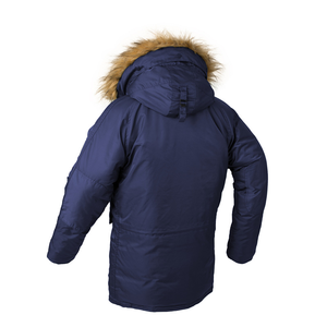 Veste d'hiver décontractée pour homme, noire, à capuche, avec garniture en fourrure, coupe-vent, rembourrée de duvet épais, longueur normale, simple boutonnage - Product Image 3