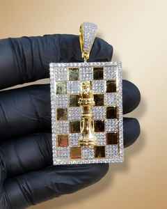 Colgante Rey de Ajedrez Estilo Hip Hop con Diamante Moissanita VVS, Plata 925, Estilo Clásico, Colgante de Moda con Incrustaciones de Diamantes, Pasa el Test de Diamantes - Product Image 5