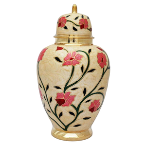 Urnas funerarias de latón de alta calidad para adultos con diseño de pájaros en vuelo, urnas funerarias de metal con acabado en dorado y marrón para cenizas humanas. - Product Image 5