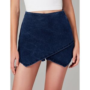 กระโปรงผ้ายีนส์ยืดแบบดึงขึ้นเอวสูงสำหรับผู้หญิง2025ทันสมัยไม่สมมาตรกันกางเกงยีนส์สเกิร์ตสำหรับซักเสื้อผ้า - Product Image 1