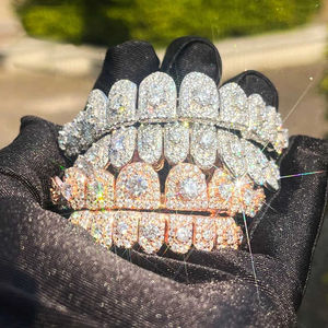 Custom 8X8 Cold Iceberg Look VVS1 Moissanite Diamond Fine Grillz Jewelry 925 <b>Silver</b> 10K 14K Gold Shiny Hip hop Jewellery - Product Image 1