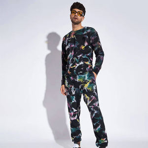 Conjunto de chándal de invierno 100% algodón con capucha y efecto tie-dye para hombre, talla grande, 3D, MOQ bajo, ropa deportiva - Product Image 3