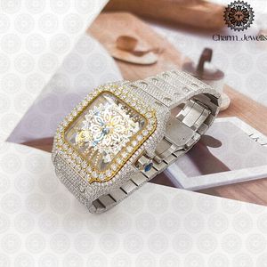 Charm_Jewells Women's Luxury Stainless Steel Square Mechanical <b>Watch</b> <b>Diamond</b> Encrusted Bracelet Analog Dial 38mm - Product Image 4