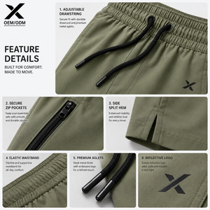 Shorts de loisirs pour hommes X Sports City, tissu premium, broderie solide, conçus pour un usage quotidien, légers, extensibles, imperméables - Product Image 5