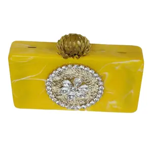Resin epoxy iron Clutch Bag with Fancy Design Fashion Accessory Compact Handbags from Indian Supplier