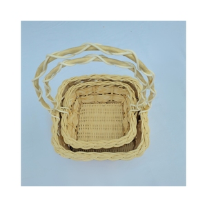 Eco-friendly Square Rattan & Bamboo Woven <b>Basket</b> Multi-purpose Decor for Flowers Fruits <b>Eggs</b> and Accessories - Product Image 4