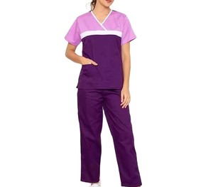 Woman Uniform Scrub V-neck Nursing Durable Fabric Comfortable Lightweight <b>Cheap</b> Price Woman Uniform Scrub With Best <b>Stuff</b> - Product Image 1