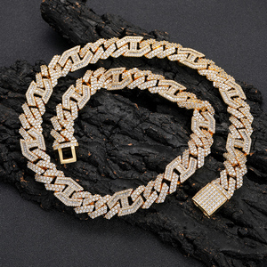 Mens 925 Silver Moissanite Iced Cuban Link Chain Pave Geometric <b>Statement</b> <b>Necklace</b> Luxury Jewellery For Men - Product Image 1