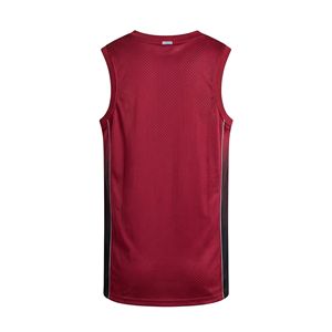 Maillot de basket respirant sans manches à col rond, couleur bordeaux, design uni, en maille polyester - Product Image 2