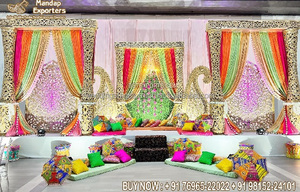 Escenario de boda con tema ultramoderno de estilo único, escenario de FRP blanco magnífico para bodas lujosas, escenario de boda asiático con tema Raj Mahal - Product Image 5