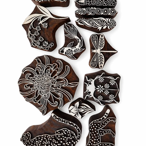 Hand Carved Wooden <b>Printing</b> <b>Blocks</b> Floral Animal Designs Textile <b>Printing</b> Stamps Craft Tools Handmade Wood <b>Blocks</b> - Product Image 1