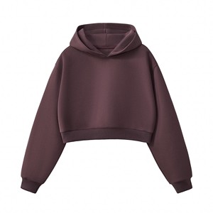 Sudadera Corta con Capucha para Mujer, Color Sólido, Informal, de Manga Larga, para Otoño, Talla Adulto, Sudadera de Forro Polar - Product Image 5