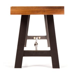 Industrial Vintage Style Acacia <b>Wood</b> Top and Metal Base Outdoor Dining <b>Bench</b> for Patio & <b>Garden</b> Classic Outdoor Patio Furniture - Product Image 4