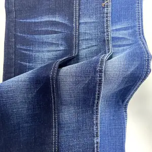 10oz algodón poliéster spandex rayón escotilla cruzada slub tela de mezclilla elástica para jeans