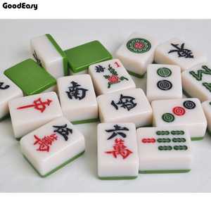 Fichas de Mahjong Pintadas a Mano, Ecológicas, con Patrón Circular, Decoración Artesanal Coleccionable, Estatua de Resina Verde y Amarilla SAMI - Product Image 2