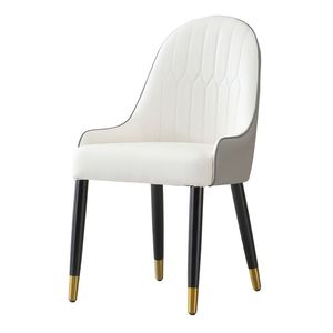Set di 2 Sedie da Pranzo Moderne in Ecopelle Bianche e Grigie con Gambe in Metallo per Soggiorno, Sala da Pranzo o Sala Ricevimenti - Product Image 6