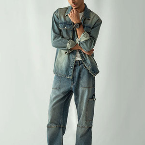 เสื้อเชิ้ตยีนส์ผู้ชายราคาถูก หลากหลายสไตล์ วัสดุทนทาน เป็นมิตรกับสิ่งแวดล้อม ผลิตจากโรงงาน ทันสมัย - Product Image 1