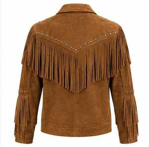 Chaqueta de Hombre de Primera Calidad con Flecos Marrones, Cuello Camisero y Cierre de Cremallera - Product Image 6