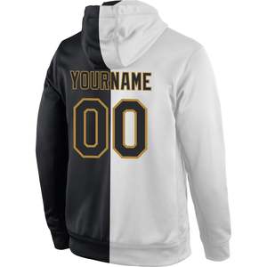 Custom Stitched White Black Old Gold Split Sports <b>Pullover</b> Hoodie Custom Team Name Number Style Sweatshirt for <b>Men</b> Women Apparel - Product Image 3