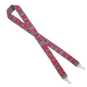 Game Day Custom White Gold Seed Bead Bag Straps 'Hook Em Horns' Accesorio de moda Correa de monedero con cuentas - Product Image 1