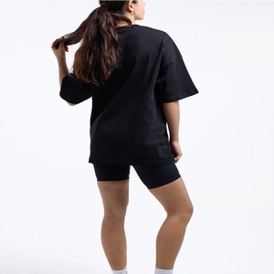 Camiseta de punto transpirable de manga corta con cuello redondo para mujer, corte regular, color liso, estilo casual urbano, hombro caído, venta al por mayor - Product Image 6
