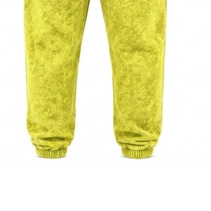 Conjunto Deportivo para Hombre, Amarillo, Lavado Ácido, 100% Algodón, 480 gsm, Alta Calidad, con Pedrería, Pantalones Largos con Cordón Ajustable, Ropa Casual - Product Image 4
