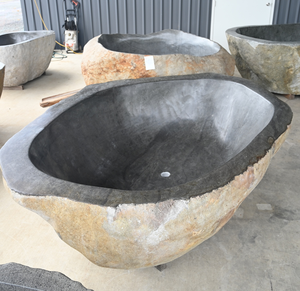อ่างอาบน้ำหินแม่น้ำทรงอิสระ ดีไซน์หรูหรา รูปทรงไม่สมมาตร โครงสร้างแข็งแรง ทนทาน พร้อมฝาปิด - Product Image 3