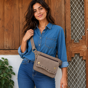 Riñonera de cuero de estilo occidental de cuero de gamuza, riñonera de cuero con cinturón de Festival, bolsillo de viaje clásico Unisex - Product Image 3