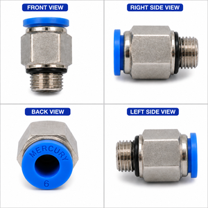ข้อต่อลมเมอร์คิวรี่แบบตัวผู้ 6 มม. OD X 1/4" ตัวเรือนโลหะพลาสติกสีน้ำเงิน - Product Image 2