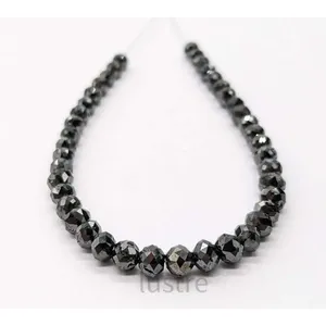 Perle facettée en diamant noir 100% naturel, 4-4,5 mm, qualité AAA+, taille ronde brillante, alvéole de 0,40 mm, rare et inédite - Product Image 3