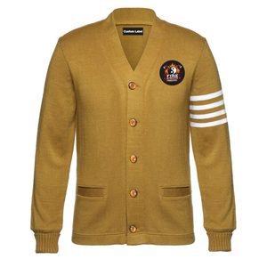 Custom Top New Design Royal Blue & Yellow Jacquard Knit Cardigan: School Apparel - Product Image 5