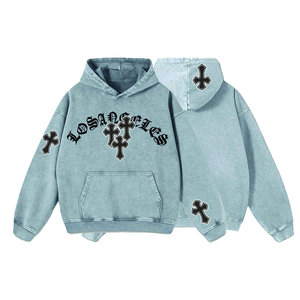 เสื้อครอปทรงบ็อกซี่สำหรับผู้ชาย ตกแต่งด้วยแพทช์ปักลายแบบกำหนดเอง สีซีดจางสไตล์วินเทจ แต่งซิปประดับคริสตัล เหมาะสำหรับฤดูหนาว สวมใส่สบาย ผลิตจากผ้าฝ้ายฟลีซ 100% แบบยูนิเซ็กส์ - Product Image 6