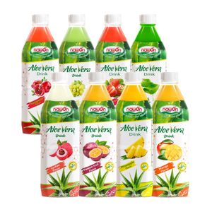 Jus d'Aloe Vera du Vietnam 500ml en bouteille avec pulpe d'Aloe Vera Saveurs de fruits Nawon Produit de jus de fruits et légumes Fabriqué au Vietnam - Product Image 1