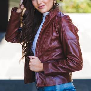 Chaquetas de Mujer Color Marrón con Logotipo Personalizado, Chaqueta Vintage para Invierno, Abrigos de Cuero Elegantes, Chaqueta Bomber Original, Ropa Urbana - Product Image 4