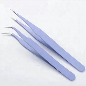 Pinzas para pestañas de acero inoxidable con punta puntiaguda Diseño recto y curvo para uso en belleza - Product Image 3