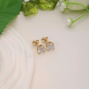 2CT Round Lab Grown Diamond <b>Stud</b> Earrings_ 14k Yellow Gold - Product Image 1